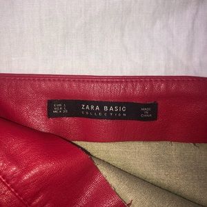 Zara Red Leather Mini Skirt